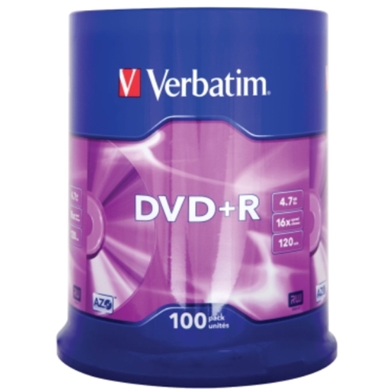 Слика на DVD+R, 4.7GB/120min, 16x Speed, Spindle, Сет 1/100, Verbatim, VER43551