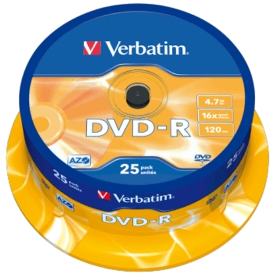 Слика на DVD-R, 4.7GB/120min, 16x Speed, Spindle, Сет 1/25, Verbatim, VER43522