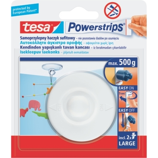 Слика на Закачалки, Плафонски, Сет 1/2, Tesa, Powerstrips, 58029-00130-01, Бела