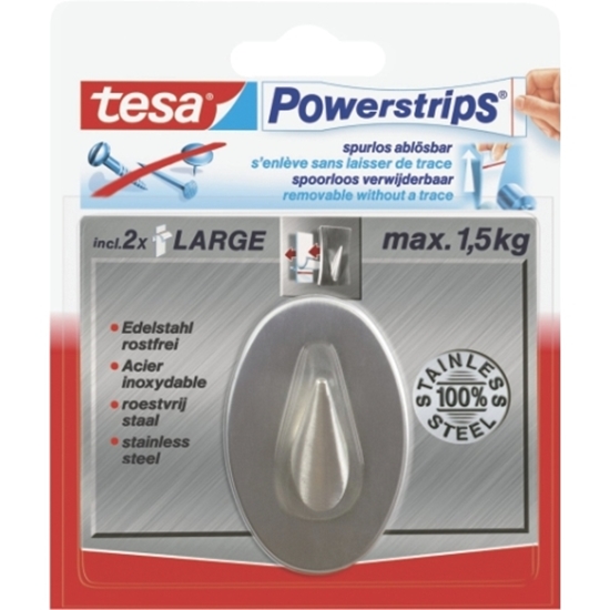 Слика на Закачалка, Метална, Голема, Tesa, Powerstrips, 58121-00100-01