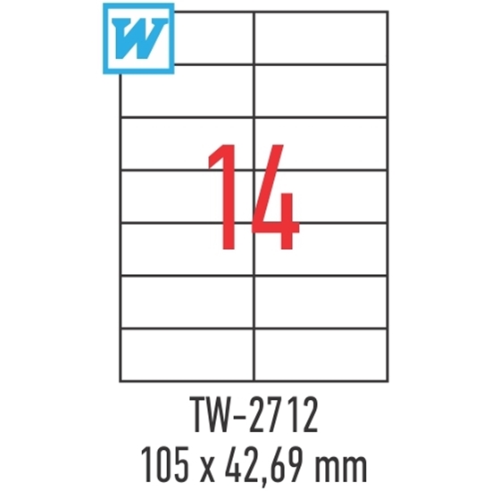 Слика на Етикети, А4, 1/100, 105*42,69мм, Tanex, Tw2712, Бела