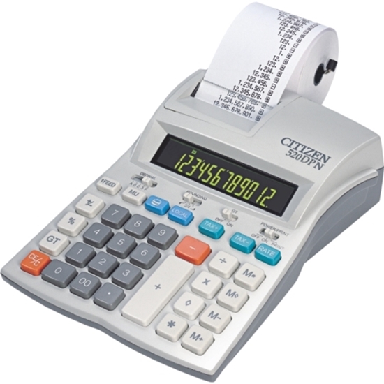 Слика на Калкулатор, Со 12 бројки,Со термална лента, Citizen, DPN520, 16*22.2*6.3цм, Бела