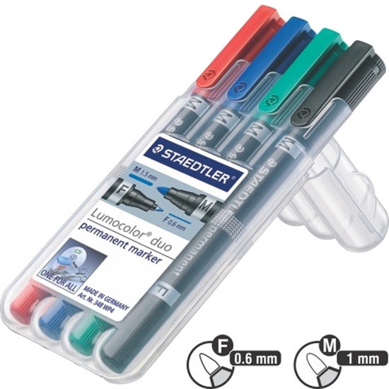 Слика на Маркер, Сет 4/1, Двостран, 0.6 - 1.5Мм, Staedtler, Lumocolor, 348 WP4