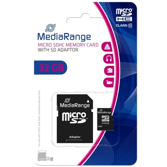 Слика на Мемориска Картичка, Со SD Адаптер, 32GB, Class 10, Media Range, microSDHC, MR959