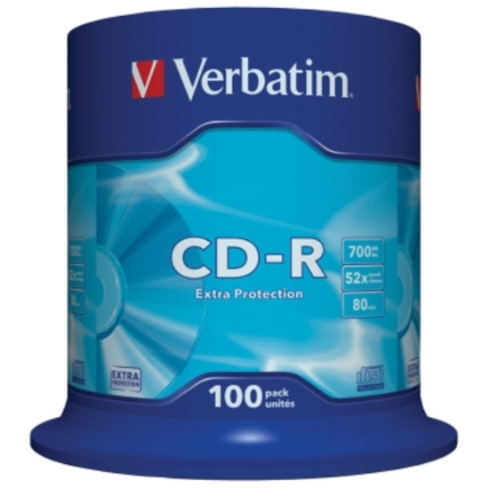 Слика на CD-R, 700MB/80min, 52x Speed, Spindle, Сет 1/100, Verbatim, VER43411