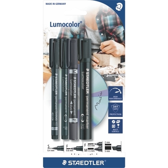 Слика на Маркер, 4/1, S, F, M + Закосен, Staedtler, Triplus®, 60 BK, Црна