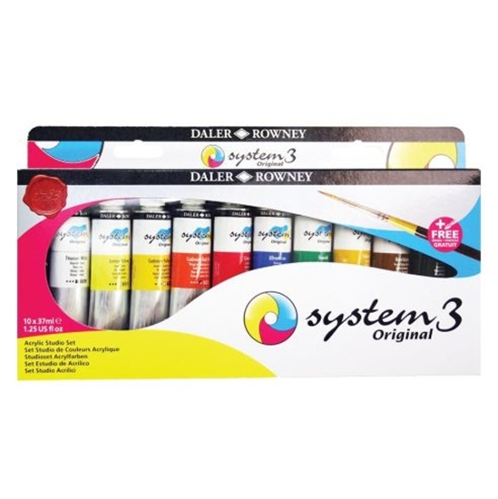 Слика на Бои, акрилни , 37мл, +четка 10/1 сет, Daler-Rowney, Систем 3 студио, 129037910