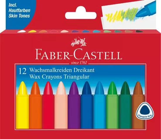 Слика на Боици, Восочни, Сет 1/12, Faber Castell, Wax Crayons, 120010