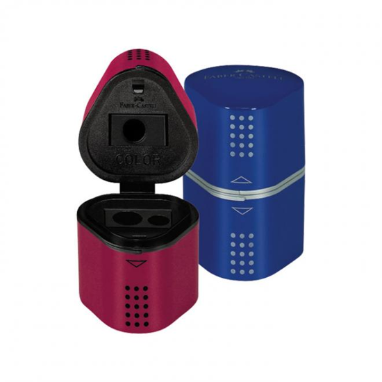 Слика на Острилка, 3 отвори, Пвц кутија, Faber Castell, Grip 2001, 183801, Црвена и Сина