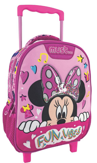 Слика на Ранец со тркала,2 патенти,Fun Vibes,Must,Minnie Mouse,000563036, 27*31*10,Розева