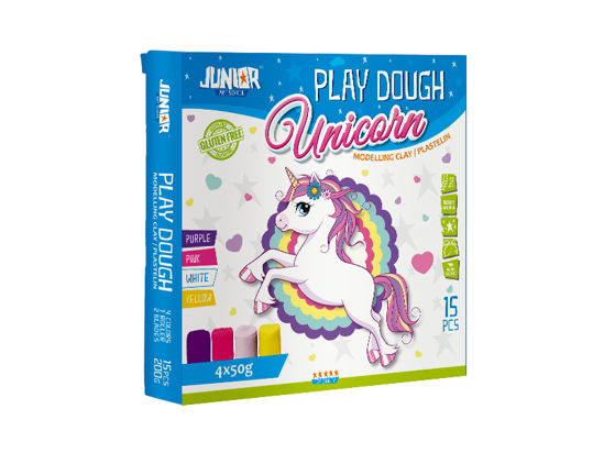 Слика на Тесто, За моделирање, 4 Бои+калапи во облик на Unicorn, Junior,Play dough,130776