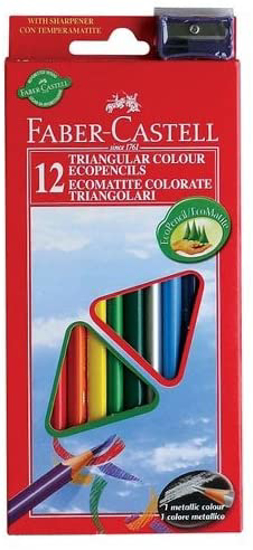 Слика на Боици, Дрвени, Триаголни, Сет 1/12, Со острилка, Faber Castell, 120523