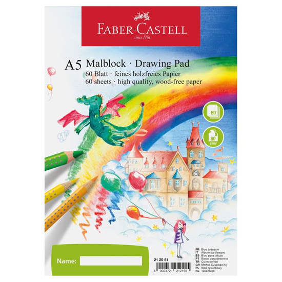Слика на Блок, За цртање, А5, 60 листови, Faber Castell, 212051