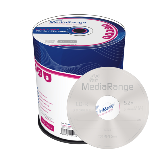 Слика на CD-R, 700MB/80min, 52x Speed, Spindle, Сет 1/100, Media Range, MR204