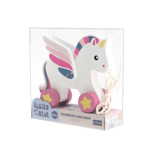 Слика на Играчка, Дрвена, Rainbow Unicorn, 18 месеци, Trefl, 61698