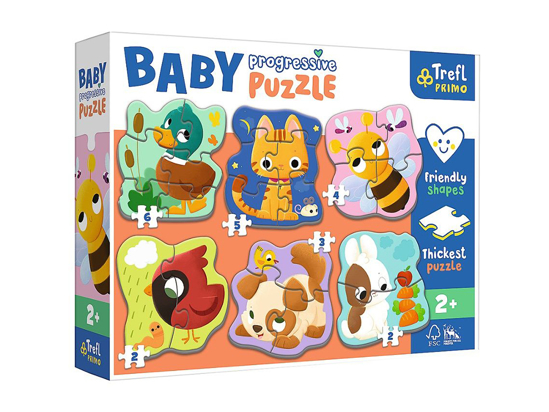 Слика на Сложувалка, Animals, 22 парчиња, 6 слики, 2y+, Trefl, Baby Progressive, 44003