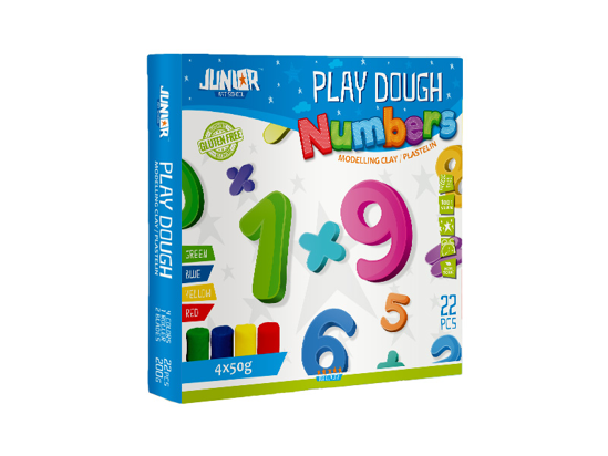 Слика на Тесто, За моделирање, 4 Бои+калапи во облик на бројки, Junior, Play dough,130775