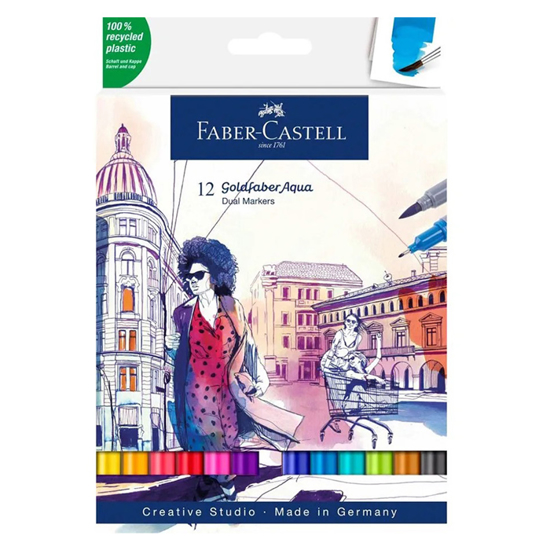 Слика на Фломастери, Сет 1/12, Дупли, Faber Castell, Goldfaber Aqua Dual , 164612