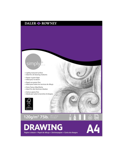 Слика на Блок, За Скицирање,А4,50 листови,120гр,Daler Rowney,Simply Drawing Pad,435931400