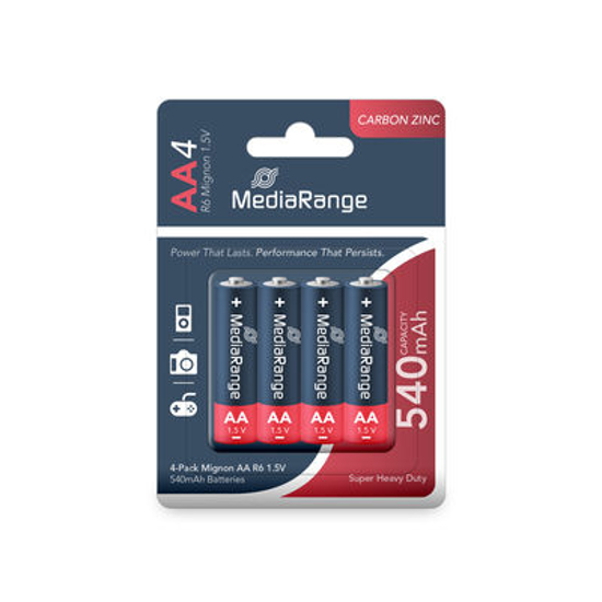 Слика на Батерија, Carbon-Zinc, АА, 1.5V, 540mAh, 1/4, Media Range, R6, MRBAT144
