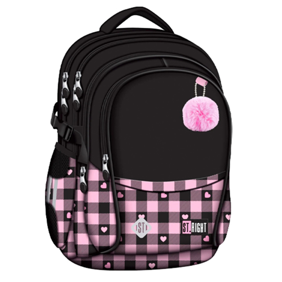 Слика на Ранец, Pink Checkered, 4 Прегради, Mjw, St.Right, 5903235680366, 32*43*21цм