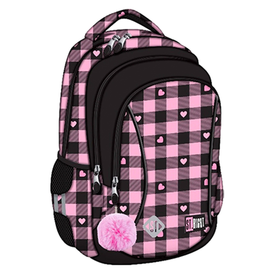 Слика на Ранец, Pink Checkeres, 3 прегради , Mjw, St.Right, 5903235680090
