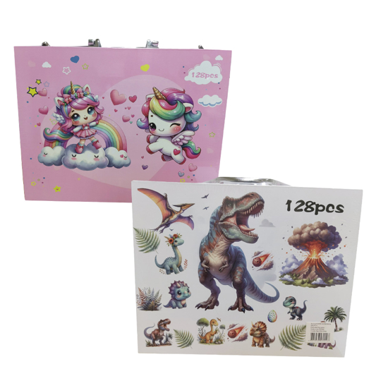 Слика на Детско Куферче, Со Прибор, 128 парч., Unicorn/Dinosaurus, BG Office, 491-4