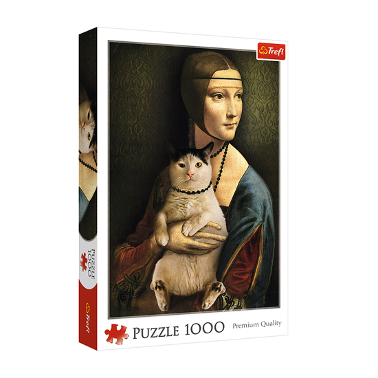 Слика на Сложувалка, Lady with cat, 1000 парчиња, 68*48 цм, Trefl, 10663