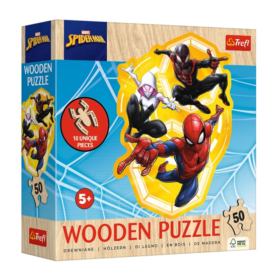 Слика на Сложувалка, Дрвена, Spider-Man ready for action, 50 парчиња, 5y+, Trefl, 20280