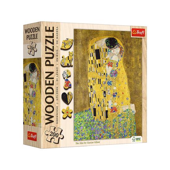 Слика на Сложувалка, Дрвена, Gustav Klimt - The Kiss, 200 парчиња, 25*18 цм, Trefl, 20247