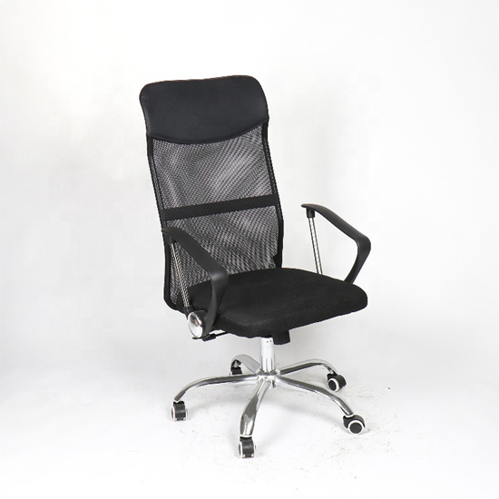 Слика на Стол ,Мрежаст црн наслон,Седиште црн штоф, Фиксни рачки,Пвц звезда,OC-006, Црна 