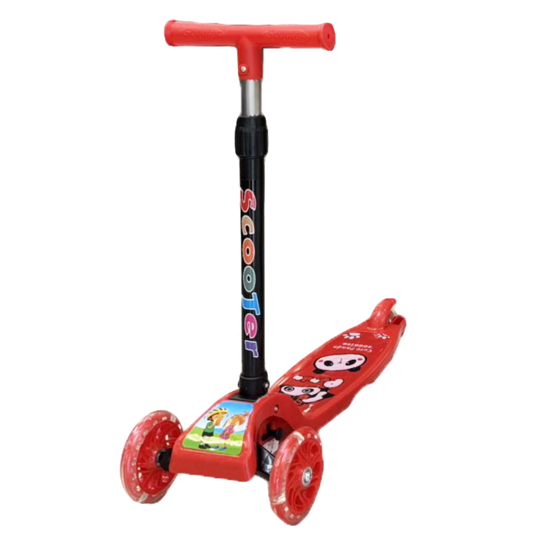 Слика на Тротинет, Детски, Со стикери и светло, Ширина на тркало 2цм, WDKS030C, Црвена