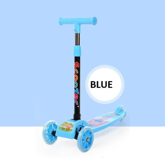 Слика на Тротинет, Детски, Со стикери и светло, Ширина на тркало 2цм, WDKS030C, Сина