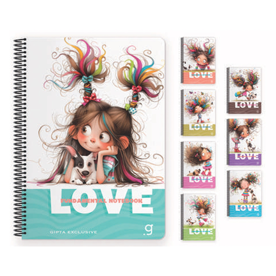 Слика на Тетратка , Со Спирала, А4, Линии, 80 листа, Gipta, LOVE BOOK, 7752