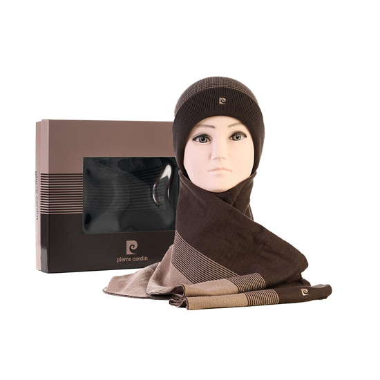 Слика на Капа и шал, Машки, Pierre Cardin, 2 vb01, Кафеава