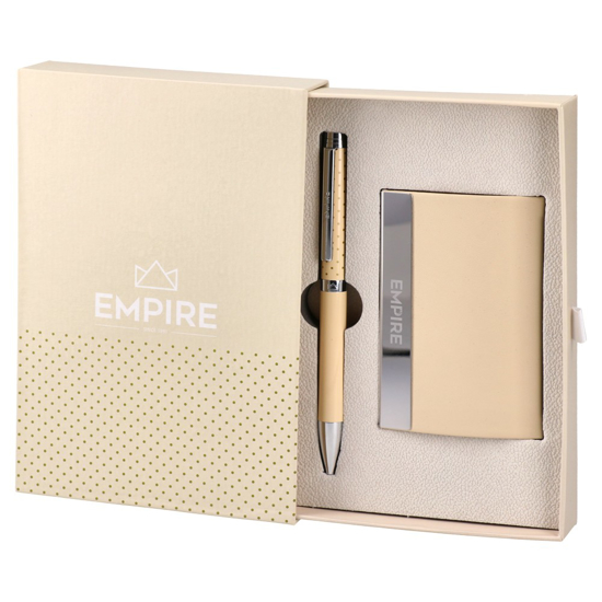 Слика на Сет, Пенкало + футрола за картици, Statovac, Empire Agra, 412211, Кремава