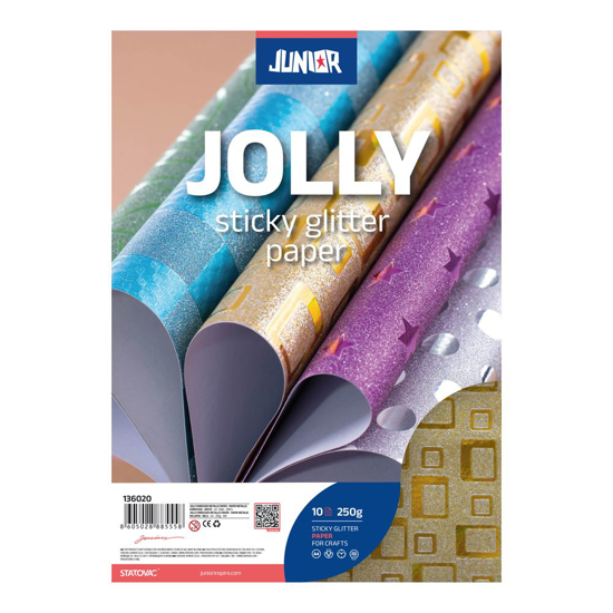 Слика на Хартија, Самолеплива,Глитер, А4, Коцки, 1/1, Statovac, Junior, 136050, Златна