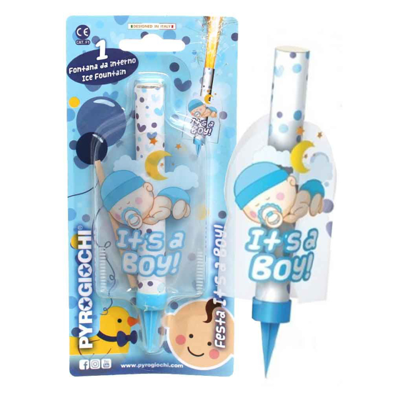 Слика на Прскалка, За на торта, За машко, 14,5цм, Pyrogiochi, Festa It is a Boy, 41131