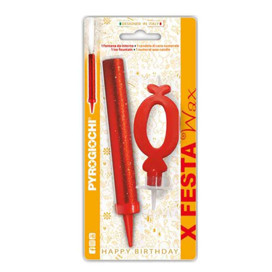 Слика на Прскалка + свеќа, За на торта, Број 0, 14,5цм, Pyrogiochi, X Festa, 41290,Црвена