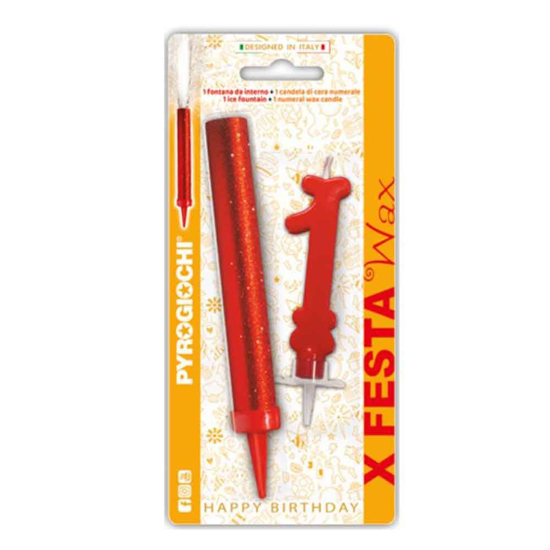 Слика на Прскалка + свеќа, За на торта, Број 1, 14,5цм, Pyrogiochi, X Festa, 41291,Црвена