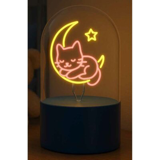 Слика на Ламба,Столна,Sleepy Cat,9x15,7цм,LED,Ротирачка, i-Total, Glass Dome Lamp, XL3264