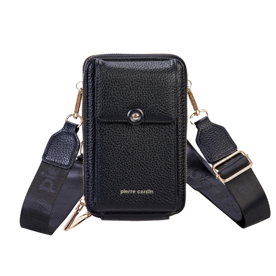Слика на Торбичка,За на рамо, За мобилен, Кожна, Pierre Cardin, 1233 gn31, 12*19*7цм,Црна