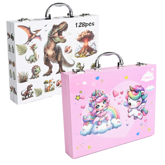Слика на Детско Куферче, Со Прибор, 128 парч., Unicorn/Dinosaurus, BG Office, 491-4