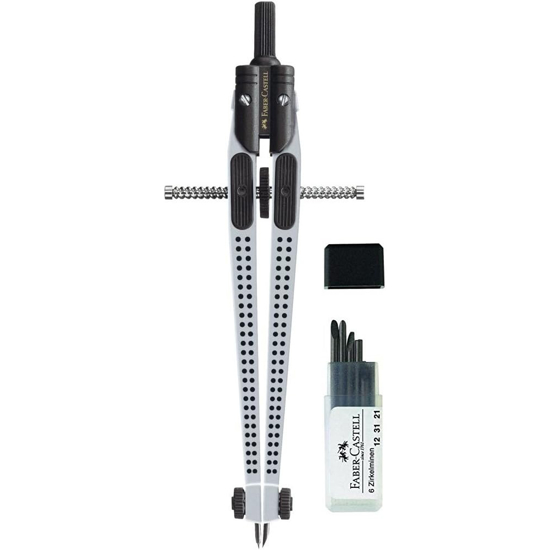 Слика на Шестар, Метален, Во кутија, + Резервни мини, Faber Castell, 174472, Сребрен