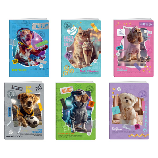 Слика на Тетратка, А5, 60 Листови, Коцка, UVлак, Fuzzy Pets, Statovac, Premium 60, 189204