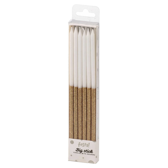 Слика на Роденденски свеќички, 1/12, Statovac, Big stick, 710161, Бело-Златна
