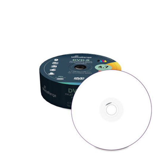 Слика на DVD-R, 4.7 GB, Printable, Сет 1/25, Media Range, MR407