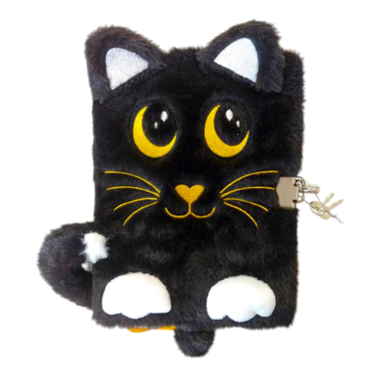 Слика на Дневник, Плишан, А5, Со клуч, 96Листови, Night Cat, Mjw, TO-NOT-6856-XXX-MLFX-ST